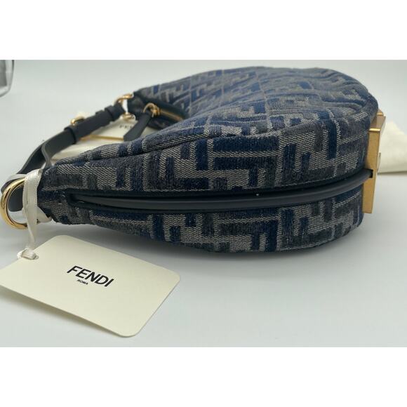 NEW FENDI FENDIGRAPHY FF LOGO BLUE HOBO BAG PURSE NWT AUTHENTIC! - Picture 5 of 13